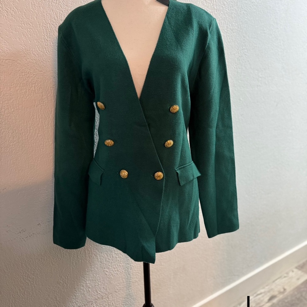 INC International Concepts Teal Blazer with Gold Buttons